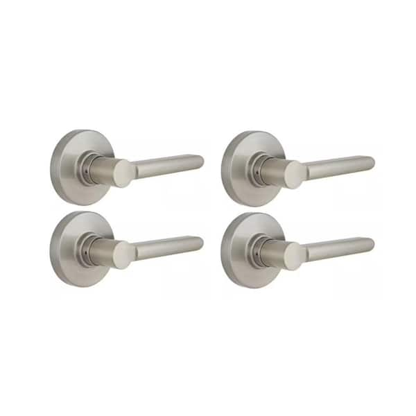 Defiant Tonebridge Satin Nickel Hallcloset Door Lever With Round Rose 4 Pack Ls3x203ycd4 1900