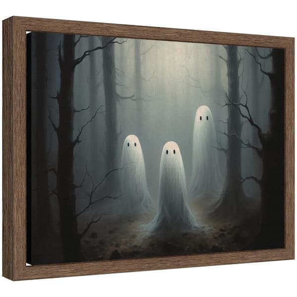 Sylvie "Three Cute Ghosts Halloween" by The Creative Bunch Studio Nature Framed Canvas Art Print 10 in. x 13 in.