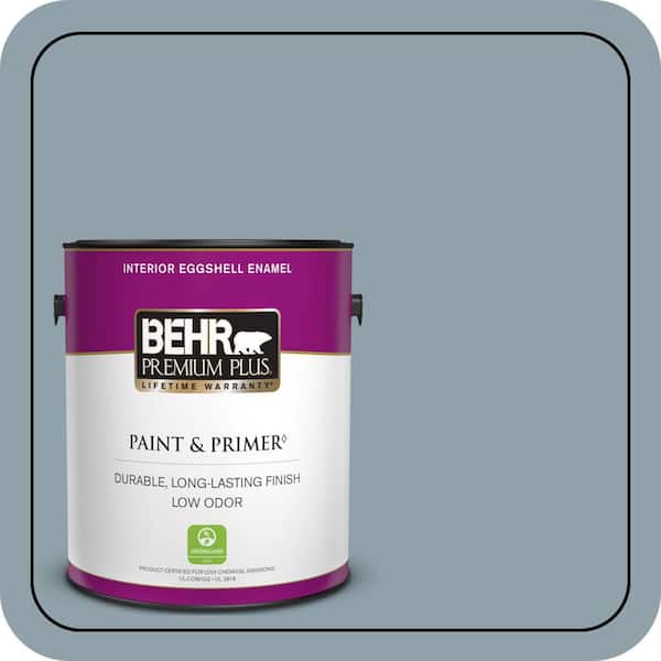 BEHR PREMIUM PLUS 1 Gal. #N480-4A Dusty Denim Eggshell Enamel Low Odor Interior Paint and Primer