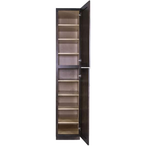 LIFEART CABINETRY Lancaster Shaker Assembled 18 in. x 96 in. x 27 in. Tall Pantry with 2-Doors in Vintage Charcoal