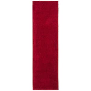 August Shag Red 2 ft. x 6 ft. Solid Runner Rug