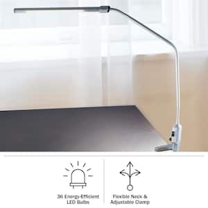 41 in. Silver Modern Contemporary LED Clamp Desk Lamp