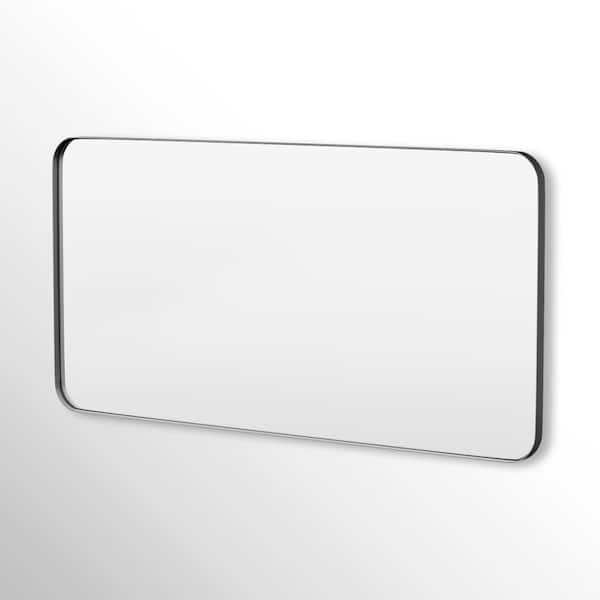 Hausvita 60 in. W x 30 in. H Rectangular Framed Tempered Glass Wall-Mounted Bathroom Vanity Mirror in Black