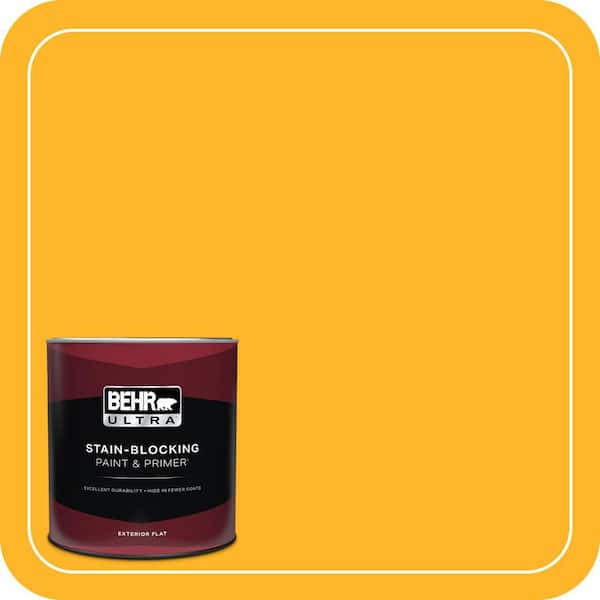 BEHR ULTRA 1 qt. #P260-7 Extreme Yellow Flat Exterior Paint & Primer
