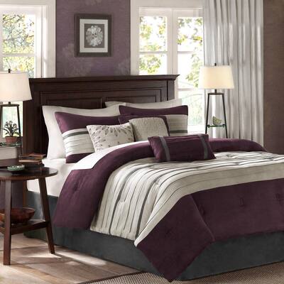 Madison Park Teagan 7 Piece Plum King Comforter Set Mp10 305 The Home Depot