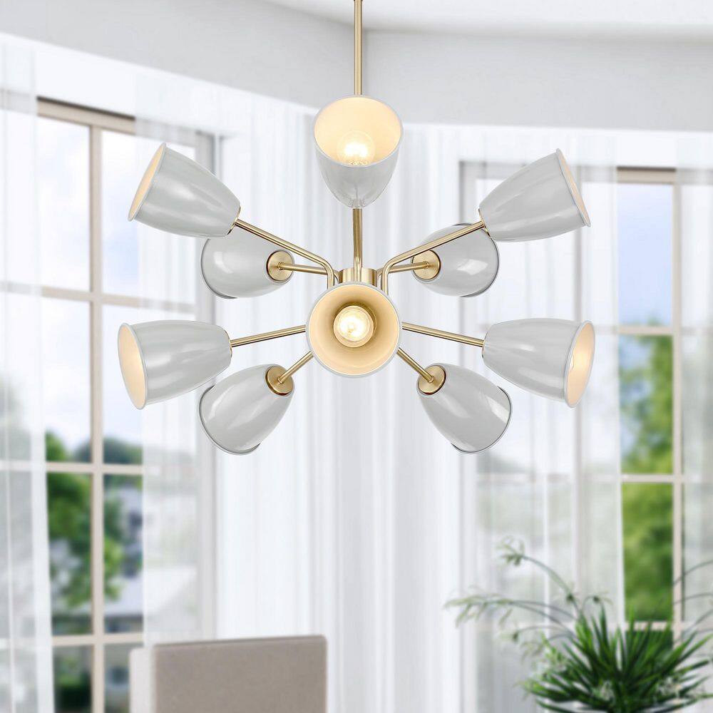 Biba 10-Light Brushed Gold Transitional Tiered Chandelier for Dining Areas with No Bulbs Included price history on PriceWatchPro