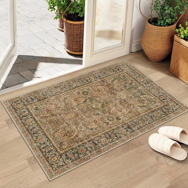 Tehran Brown 2 ft. x 3 ft. Vintage Perris All Over Design Area Rug