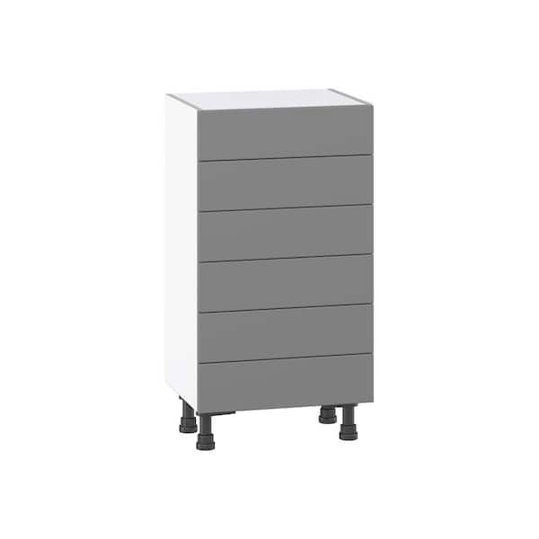J COLLECTION Bristol Painted Slate Gray Shaker Assembled Shallow Base Kitchen Cabinet with Drawers (18 in. W x 34.5 in. H x 14 in. D)