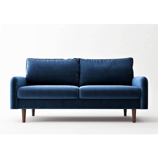 Vivo 71.6 in. Space Blue Velvet 3-Seater Lawson Sofa with Tapered Legs