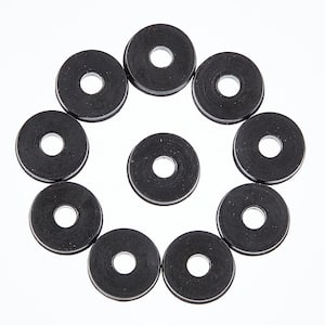 3/8m 21/32 in. Rubber Flat Washers (10-Pack) in Black