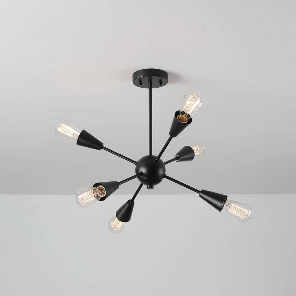 Emmanuelle Matte Black 6-Light Semi-Flush Mount Ceiling Light