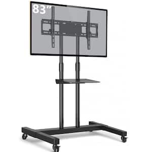 Furniture Mobile TV Stand Rolling Cart Floor Stand with Mount on Lockable Wheels Height Adjustable for 32-83 in. TV