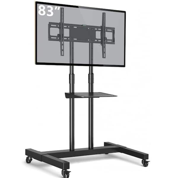 Furniture Mobile TV Stand Rolling Cart Floor Stand with Mount on Lockable Wheels Height Adjustable for 32-83 in. TV