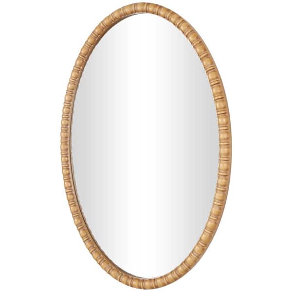 Litton Lane 37 in. W x 25 in. H Oval Framed Brown Wall Mirror with Beaded Inspired Frame