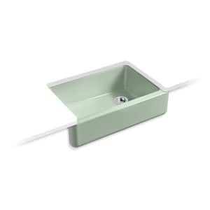 Whitehaven 32.69 in. Undermount Single Bowl Aspen Green Cast Iron Kitchen Sink