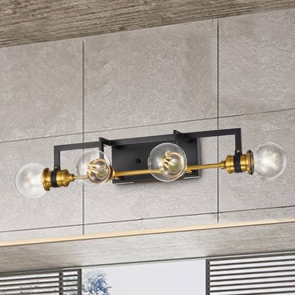 Edvivi 31 in. 4 Light Oil Rubbed Bronze and Antique Gold Vanity Light