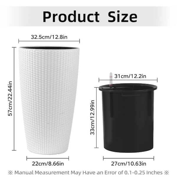 Modern 9 in. x 23 in. White Plastic Indoor/Outdoor Plant Pot with Automatic  Watering System (2-Pack) TT-099-7727 - The Home Depot