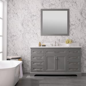 Thompson 60 in. W x 22 in. D Bath Vanity in Gray with Engineered Stone Vanity Top in Carrara White with White Sink