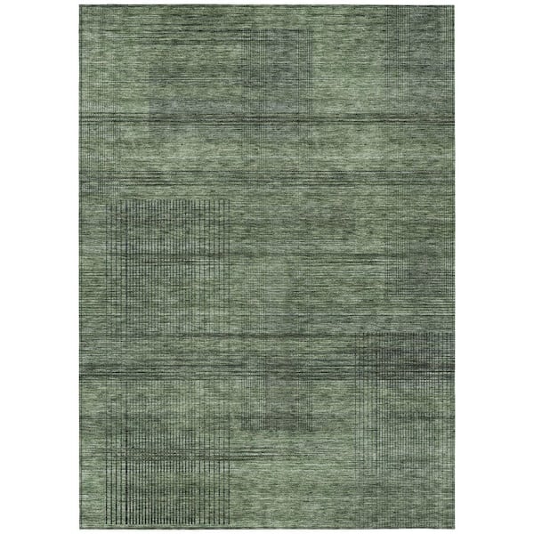 Chantille Machine Washable Indoor/Outdoor Abstract ACN820 Olive 10 ft. x 14 ft. Area Rug