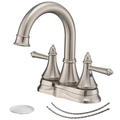 4 in. Centerset 2-Handle Bathroom Sink Faucet in Brushed Nickel