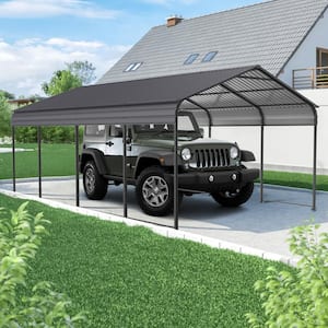 12 ft. x 20 ft. Outdoor Metal Heavy Duty Carport Garage with Galvanized Steel Roof and Frame for Cars, Boats and Trucks