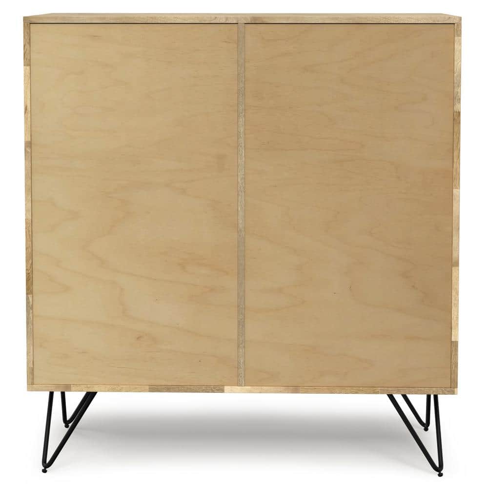 Hunter Natural Mango Wood and Black Metal Freestanding Storage Cabinet