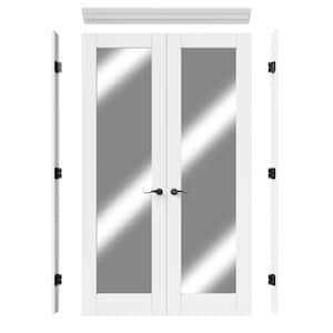 48 in. x 80 in. 1 Lite Mirrored Glass Solid Core White Primed Double Prehung French Door with Assemble Jamb Kit