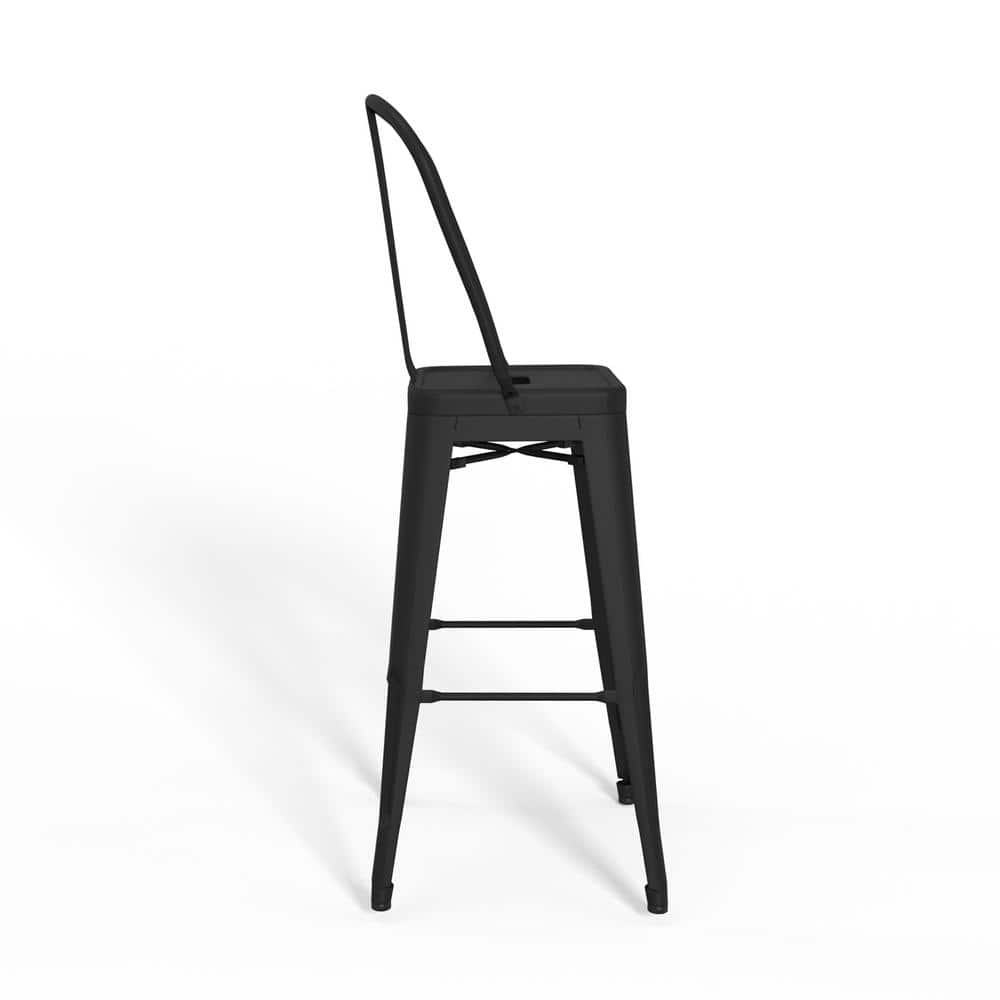 Fletcher 30" Industrial Black Metal Bar Stool Set of 2
