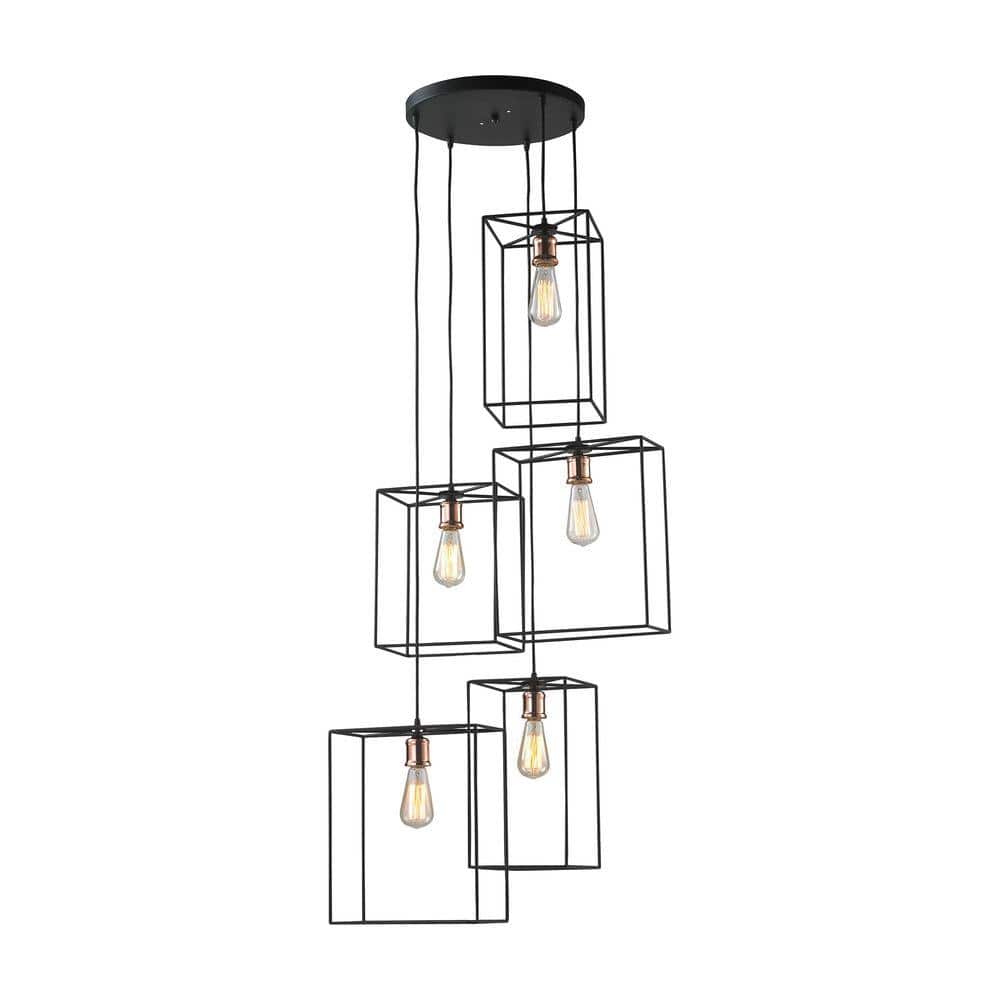 Titan Lighting Box Cluster 5Light OilRubbed Black Pendant TN999207
