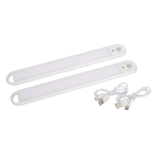 12 x 1.6IN. 150 LUMEN Battery Operated MOTION SENSOR WHITE Integrated LED Under Cabinet Light (2-PACK)