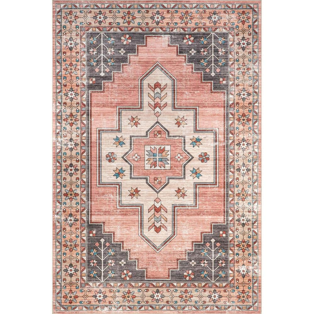 Lauren Liess Laurel Medallion Machine Washable Blush 10 ft. x 14 ft. Indoor/Outdoor Patio Rug -  RUGS USA, BIRV100B-960136