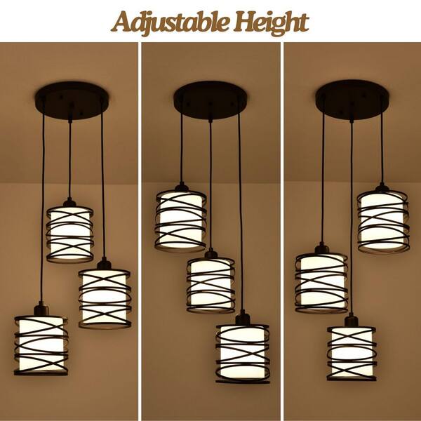 Leeのルームライト Henveton Jasslynn 40 Watt 3 Light Black Modern Pendant Light