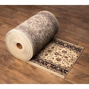 Marash Ivory 26 in. W x 12 in. L Your Choice Length 1 Ln. Ft. Covers 2.2 sq. ft. Stair Runner Rug