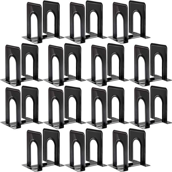 Afoxsos Black Casual Metal Bookends 14-Pieces Non-Skid Bookend to Hold Book Heavy Duty for Shelf Office Home Book Holder Stopper