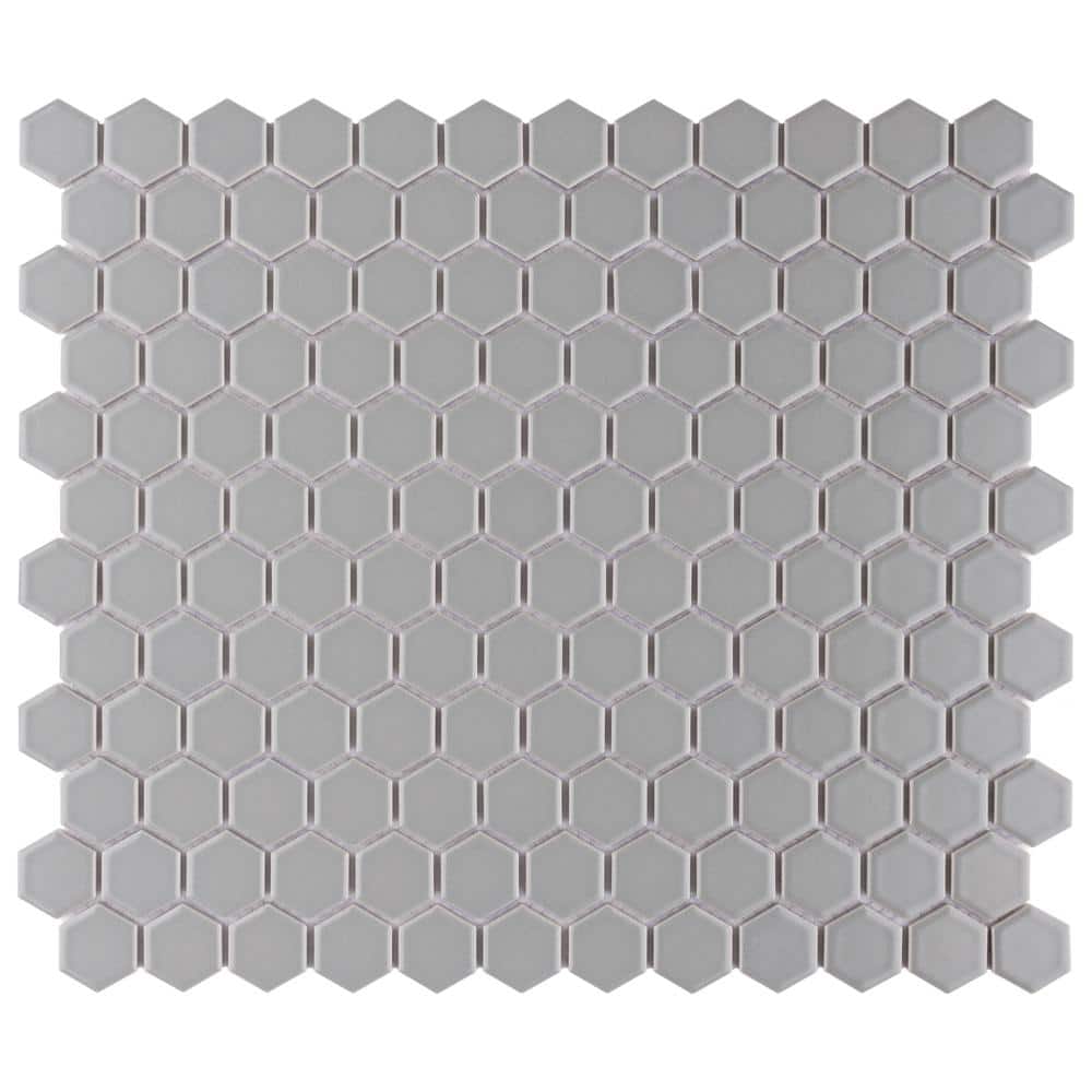 モラモラi Merola Tile Metro 1 in. Hex Matte Light Grey 10-1/4 in. x 11-3/4