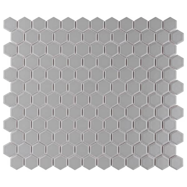 Merola Tile Metro 1 in. Hex Matte Light Grey 10-1/4 in. x 11-3/4 in ...