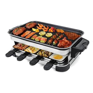 1300-Watt Electric Grill Non-stick Coated Plate with 8 Mini Pans Stepless Temperature Control Metal plus Plastic, Black