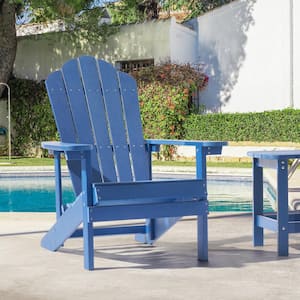Navy Blue HIPS Plastic Weather Resistant Adirondack Chair for Outdoors (1-Pack)