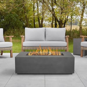 Aegean 42 in. x 13 in. Rectangle Steel Propane Fire Pit Table in Weathered Slate with NG Conversion Kit