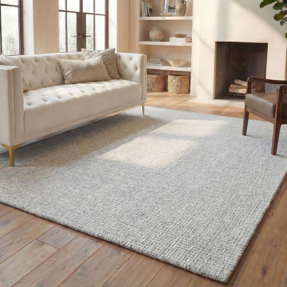 ［NEW］ハンドメイド 羊毛Tapestry Light gray×White SAFAVIEH Abstract Light Gray/Ivory 8 ft. x 10 ft. Speckled Area