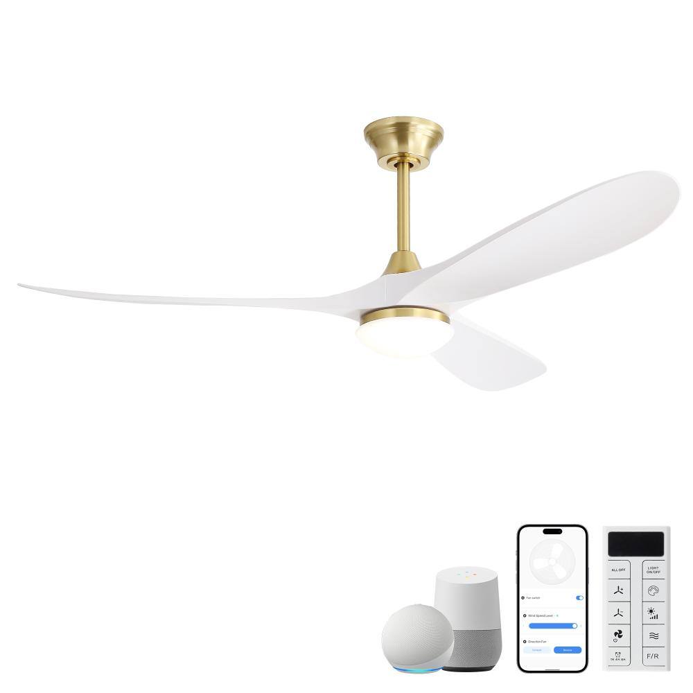 60 in. Integrated LED Indoor Downrod White Ceiling Fan with Light Kit and Remote Control/APP, Alexa Compatible price history on PriceWatchPro