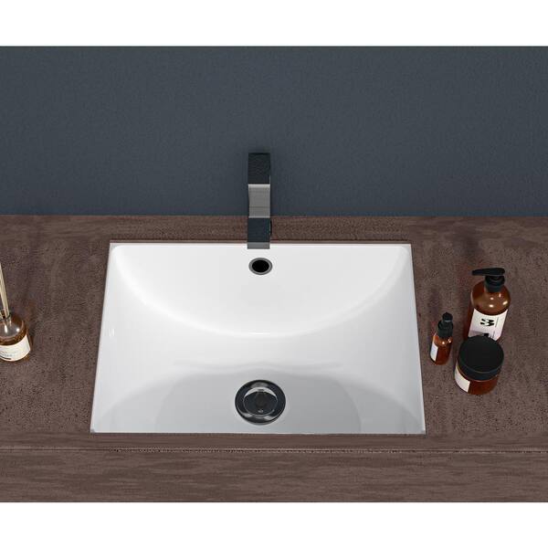 21 in. Ceramic Rectangular Undermount Bathroom Sink in White with
