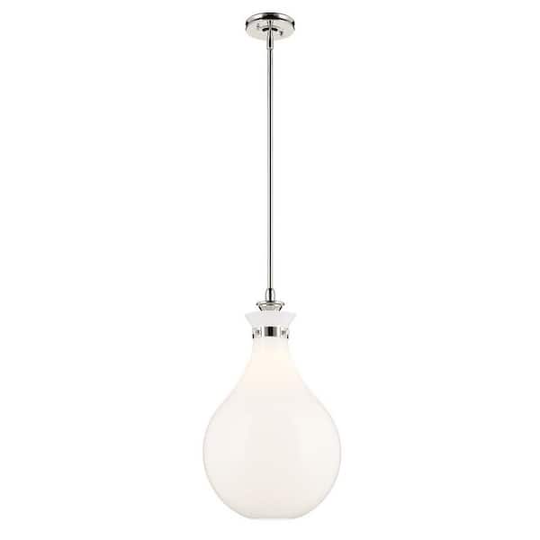 Laria 14 in. 1 Light Pendant with Opal Glass in Polished Nickel
