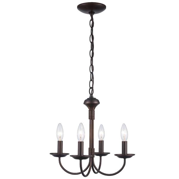 Bel Air Lighting Candle 4-Light Oil Rubbed Bronze Candle Chandelier Light Fixture