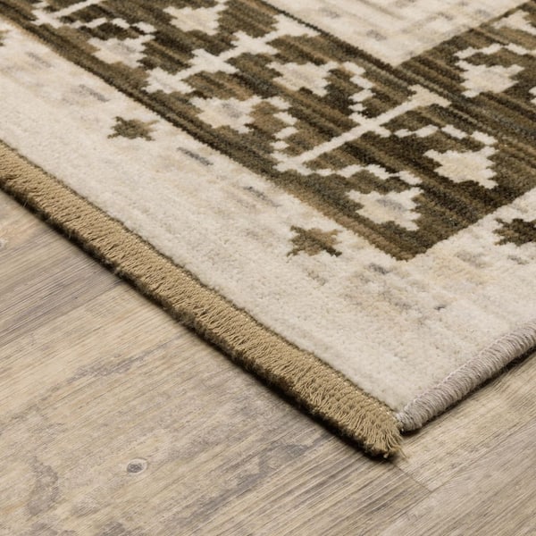 Amara 2 ft. x 10 ft. Beige/Brown Geometric Area Rug