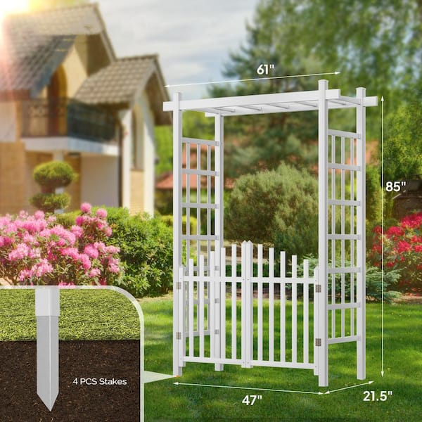 Karl home 61 in. x 85 in. Garden PVC Arbor with Gates K1G61000294