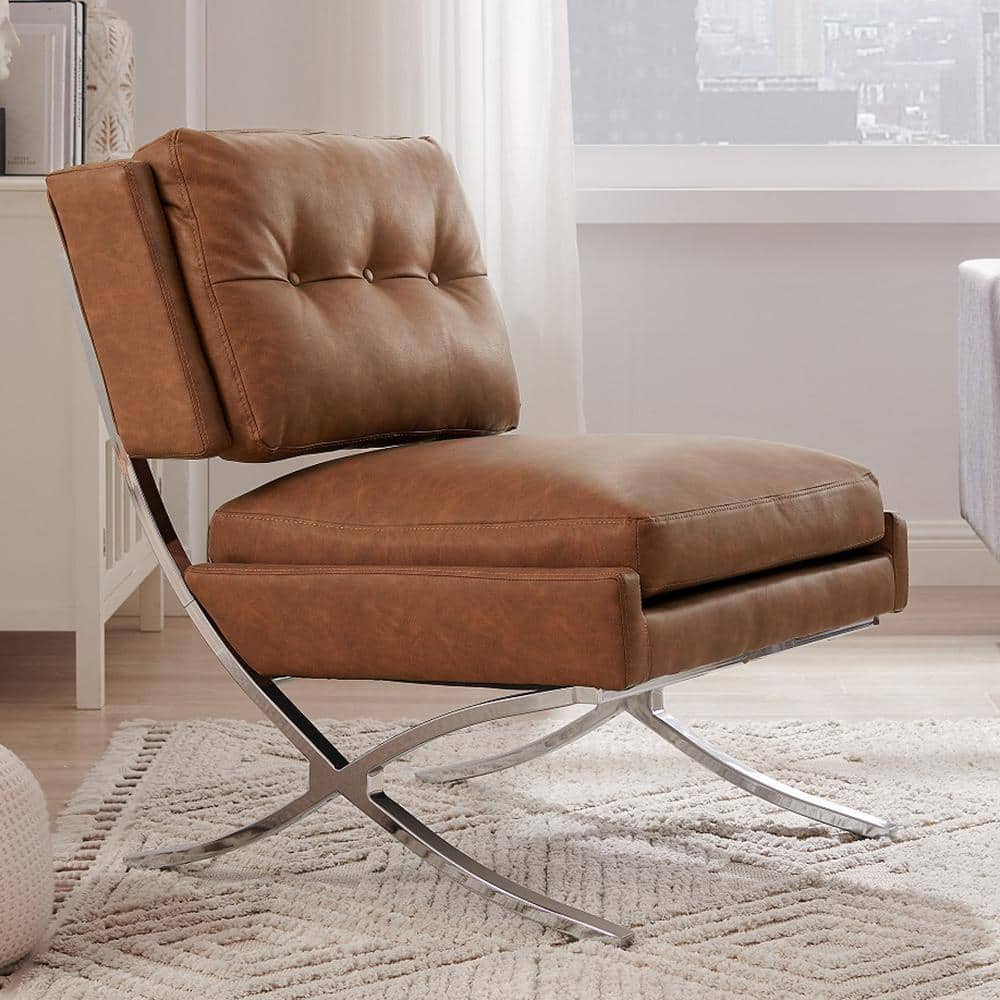 Cognac leather swivel online chair