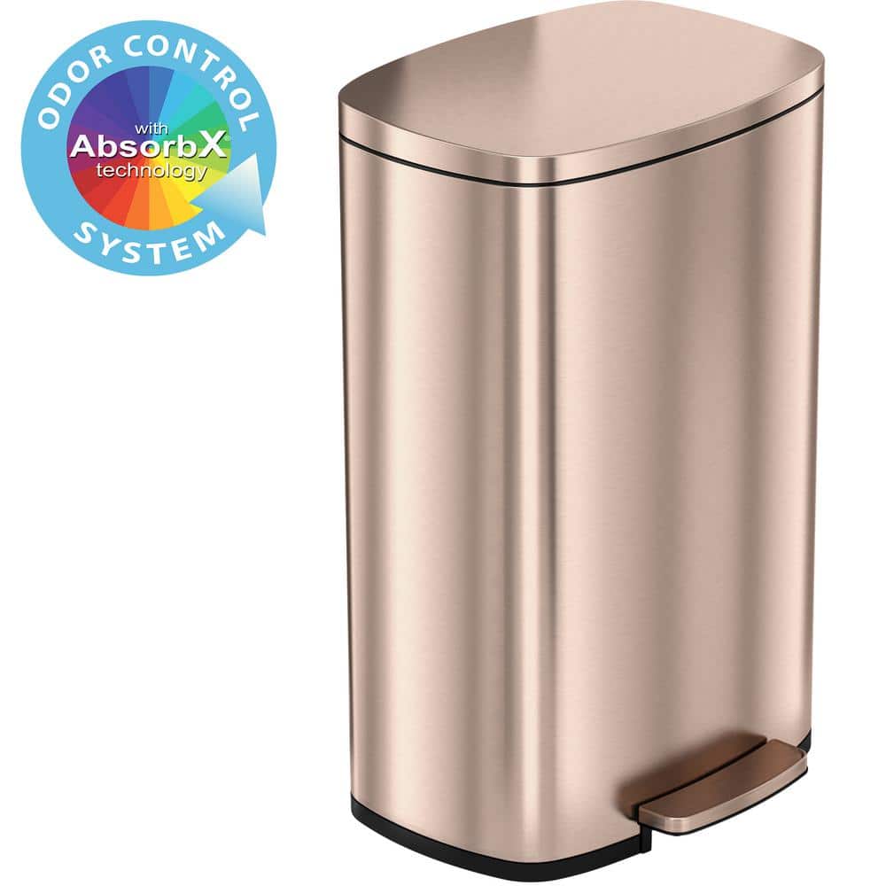 Itouchless Softstep 13 2 Gal Stainless Steel Trash Can In Rose Gold With Odor Control System And Inner Bucket For Office Kitchen Pc13rrg The Home Depot