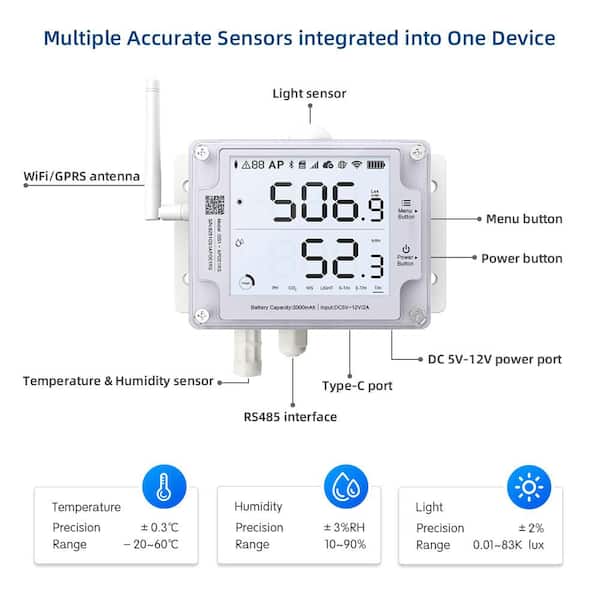UbiBot GS1-A Cloud-based WiFi Temperature Sensor, Wireless Temperature and Humidity Monitor