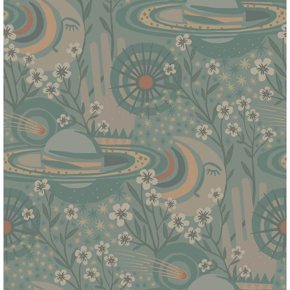 NuWallpaper Teal Ethereal Cosmos Peel and Stick Wallpaper Sample PLS4209SAM  - The Home Depot